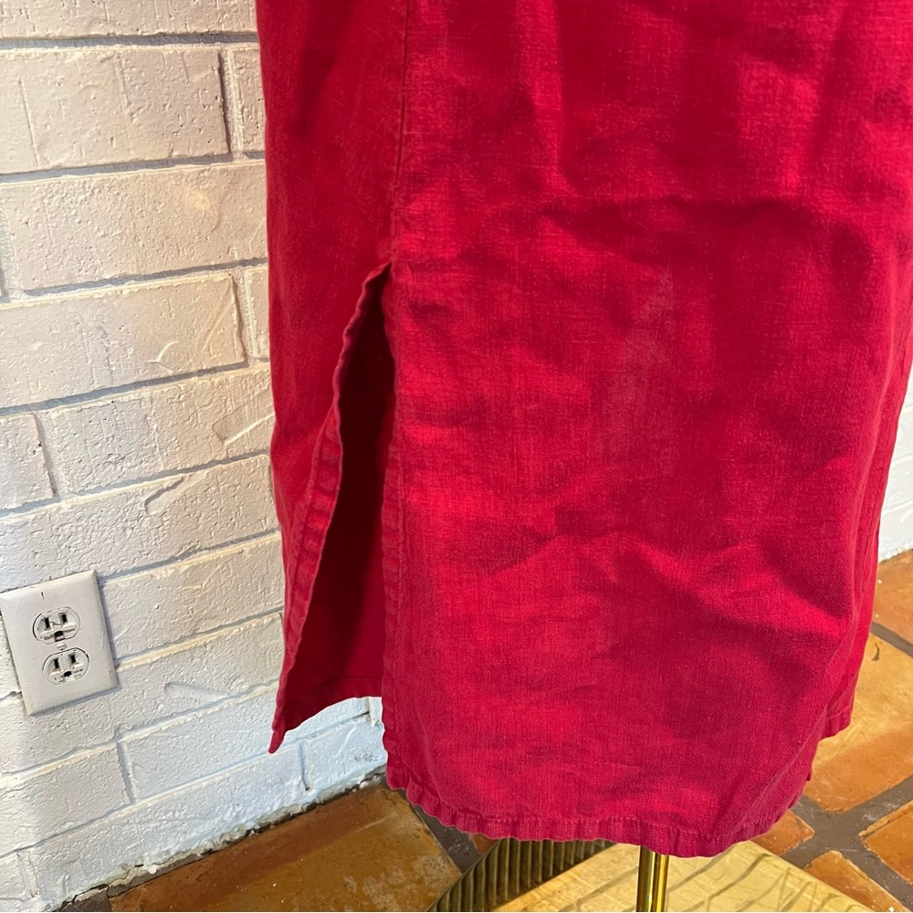 Vintage 90s y2k Donna Red 100% Linen Shirt and Dress Set Womens S - Picture 10 of 13